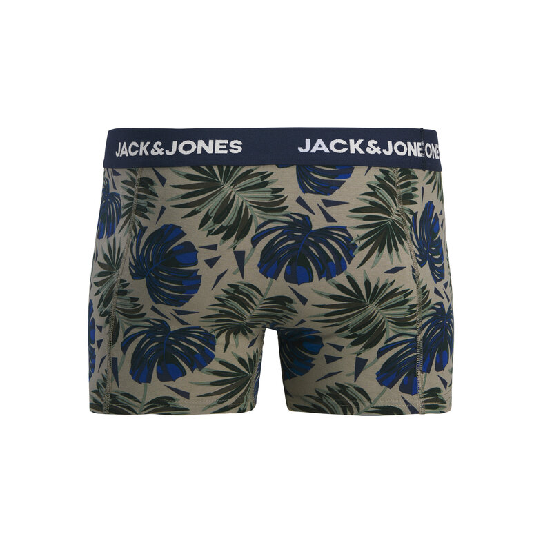 Jack & Jones Jack & Jones Heren Boxershorts Trunks JACHENDO 3-Pack Blauw/Groen Bladeren Print
