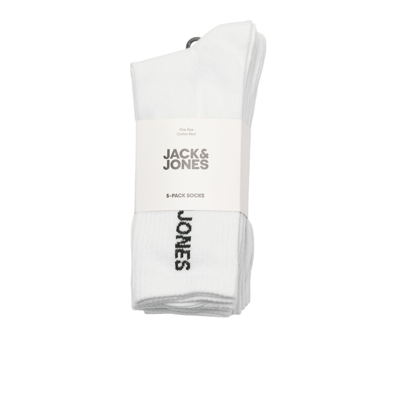 Jack & Jones Jack & Jones Heren Sportsokken JACCORP OLD LOGO Tennissokken 5-Pack Wit