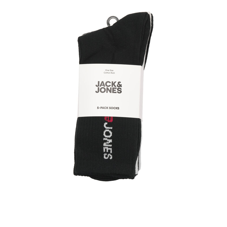 Jack & Jones Jack & Jones Heren Sportsokken JACCORP OLD LOGO Tennissokken 5-Pack Wit/Grijs/Zwart