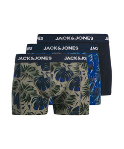 Jack & Jones Heren Boxershorts Trunks JACHENDO 3-Pack Blauw/Groen Bladeren Print