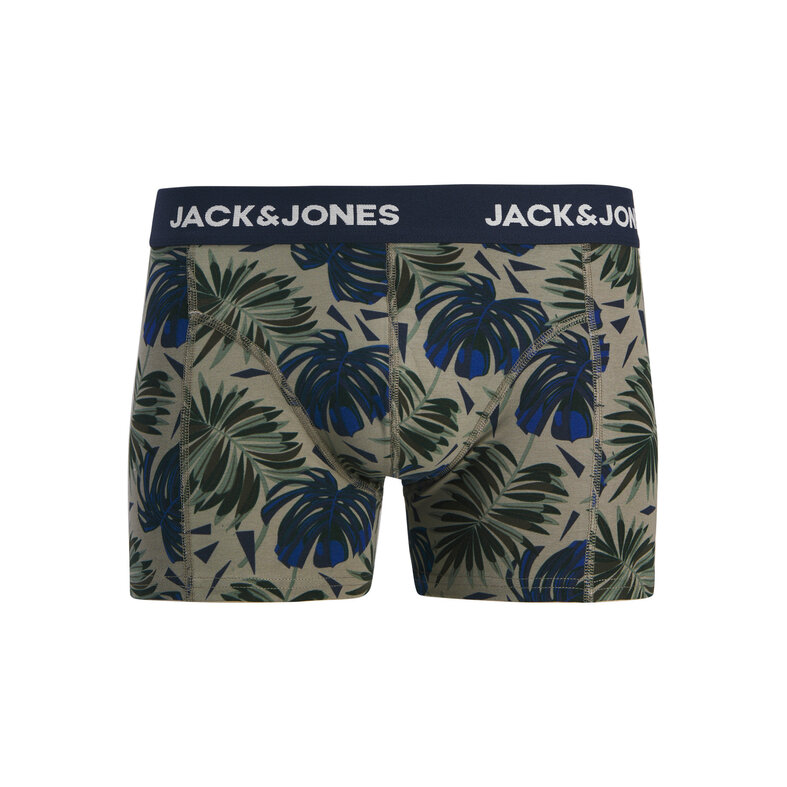 Jack & Jones Jack & Jones Heren Boxershorts Trunks JACHENDO 3-Pack Blauw/Groen Bladeren Print