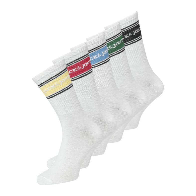Jack & Jones Jack & Jones Heren Sportsokken JACVIK Tennissokken 5-Pack Wit/Multicolor