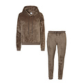 Apollo Apollo Dames Huispak Loungewear Fleece Incl Capuchon Donkerbruin