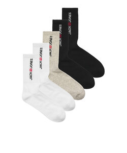 Jack & Jones Men's Sports Socks JACCORP OLD LOGO Tennis Socks 5-Pack White/Gray/Black