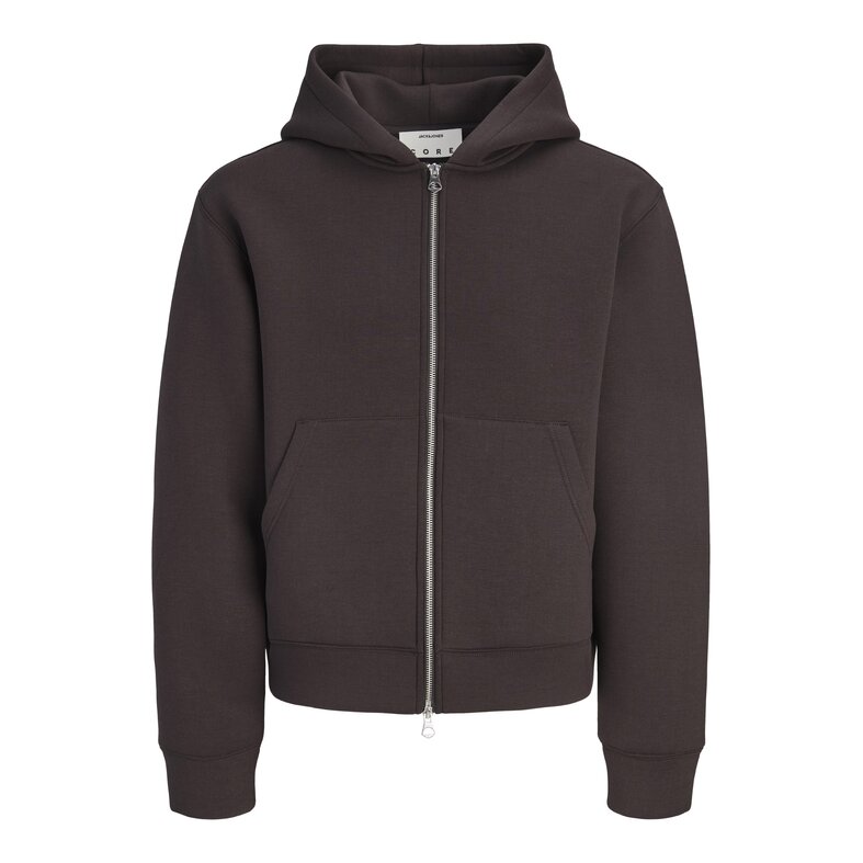 Jack & Jones Jack & Jones Heren Hoodie Met Rits JCOLEGACY Effen Donkerbruin
