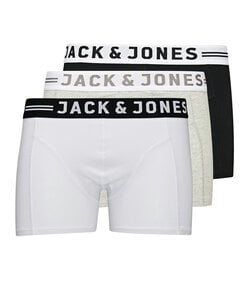 Jack & Jones Heren Boxershorts SENSE Zwart/Grijs/Wit 3-Pack