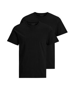 Jack & Jones Heren Ondershirt JACBASIC Ronde Hals 2-Pack Effen Zwart