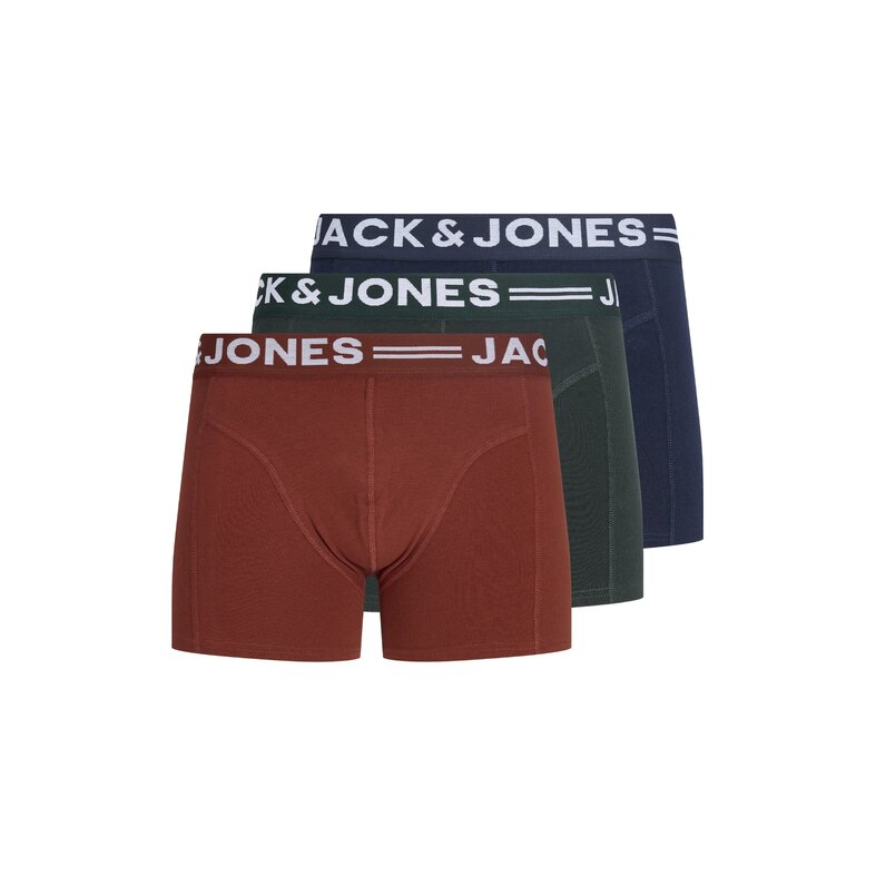 Jack & Jones Jack & Jones Heren Plus Size Boxershorts Trunks JACSENSE 3-Pack Effen Rood/Groen/Blauw