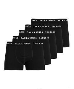 Jack & Jones Heren Boxershorts Trunks JACHUEY 5-Pack Effen Zwart