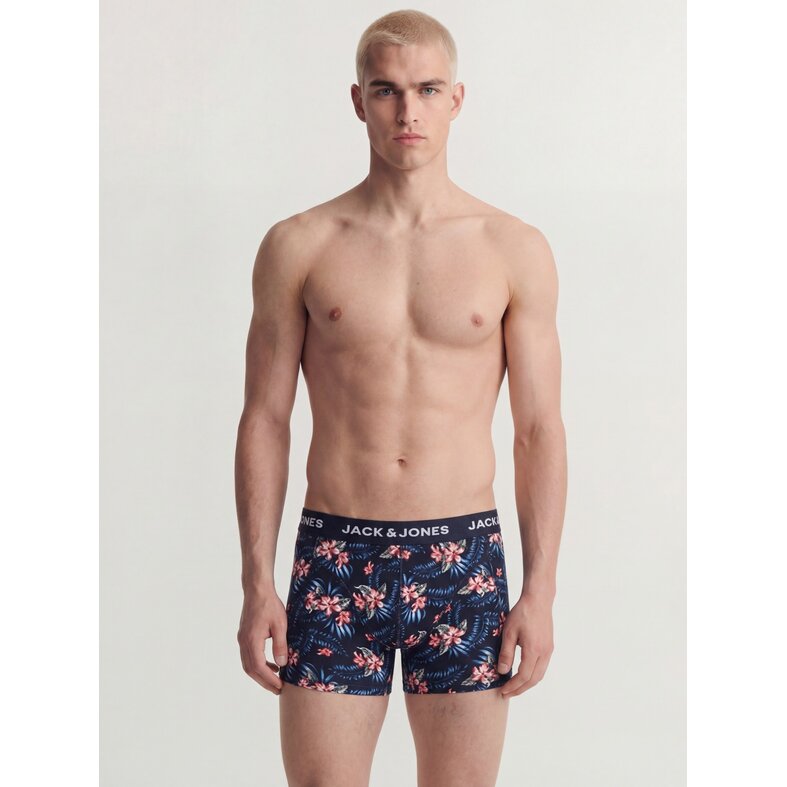 Jack & Jones Jack & Jones Heren Boxershorts Trunks JACLAMINE 3-Pack Gebloemd Donkerblauw