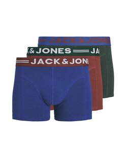 Jack & Jones Heren Boxershorts Trunks JACLICHFIELD 3-Pack Blauw/Rood/Groen