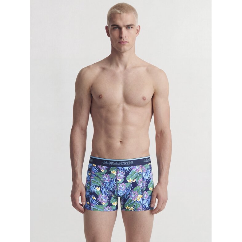 Jack & Jones Jack & Jones Heren Boxershorts Trunks JACAARON FLOWER 12-Pack Donkerblauw/Zwart