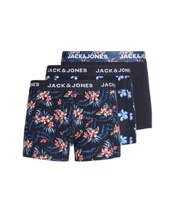 Jack & Jones Heren Boxershorts Trunks JACLAMINE 3-Pack Gebloemd Donkerblauw