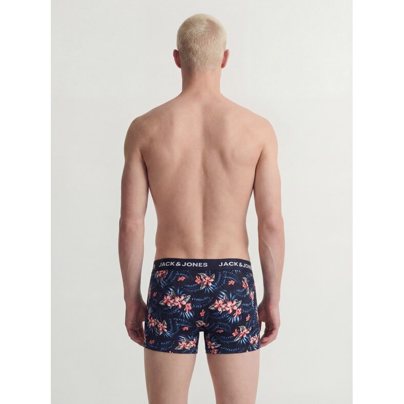 Jack & Jones Jack & Jones Heren Boxershorts Trunks JACLAMINE 3-Pack Gebloemd Donkerblauw