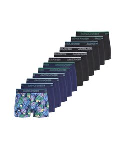 Jack & Jones Heren Boxershorts Trunks JACAARON FLOWER 12-Pack Donkerblauw/Zwart