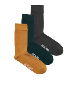 Jack & Jones Men's Socks JACASHER 3-Pack Solid Orange/Green/Gray