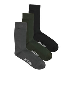 Jack & Jones Heren Sokken JACASHER 3-Pack Effen Grijs/Groen/Zwart