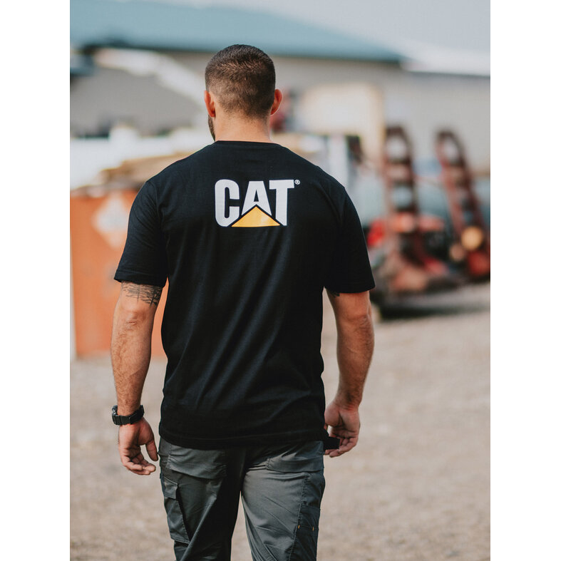 Cat Caterpillar Men's T-shirt with CAT Trademark Logo Black