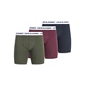 Jack & Jones Jack & Jones Men's Long-Leg Boxer Briefs JACADRIAN 3-Pack Solid Green/Red/Dark Blue
