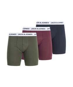 Jack & Jones Heren Boxershorts Lange Pijp JACADRIAN Boxer Briefs 3-Pack Effen Groen/Rood/Donkerblauw