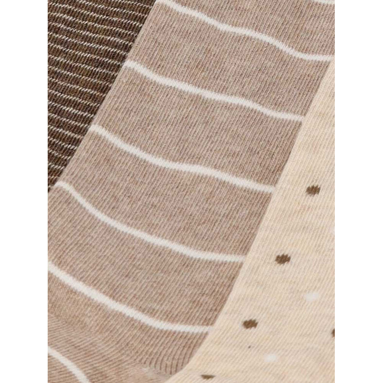 Apollo Apollo Women's Socks Hearts Stripes Stars Print Organic Cotton 6-Pack Beige/Brown