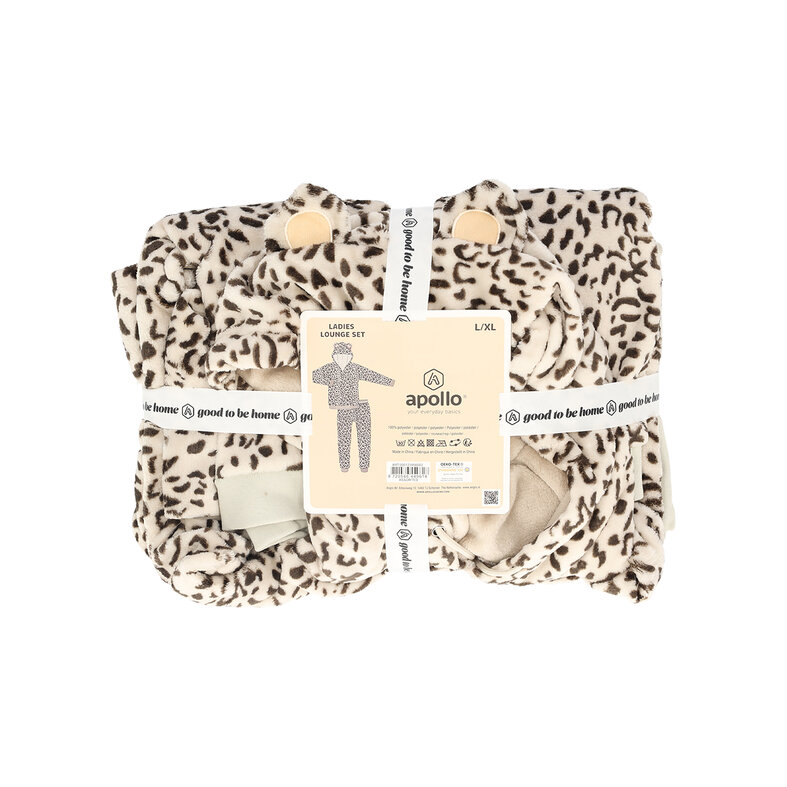 Apollo Apollo Dames Huispak Loungewear Luipaard Print Fleece Incl Capuchon