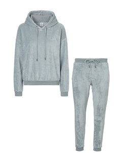 Apollo Ladies House Suit Loungewear Fleece Incl Hood Pastel Blue