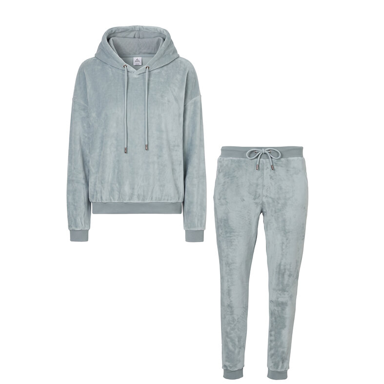 Apollo Apollo Ladies House Suit Loungewear Fleece Incl Hood Pastel Blue