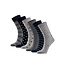 Apollo Apollo Women's Socks Hearts Stripes Stars Print Organic Cotton 6-Pack Gray/Navy Blue