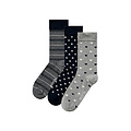 Apollo Apollo Women's Socks Hearts Stripes Stars Print Organic Cotton 6-Pack Gray/Navy Blue