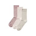 Apollo Apollo Women's Socks Hearts Stripes Stars Print Organic Cotton 6-Pack Beige/Pink
