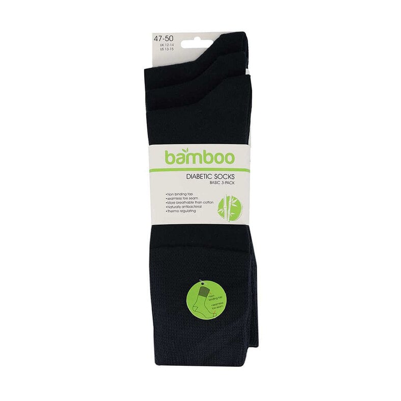 Apollo Apollo Dames/Heren Diabetes Bamboe Sokken 3-Pack Blauw