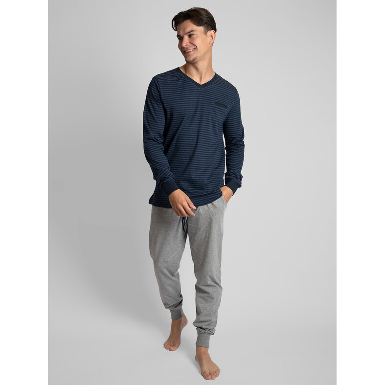 Phil & Co Phil & Co Heren Pyjamabroek Lang Effen Grijs
