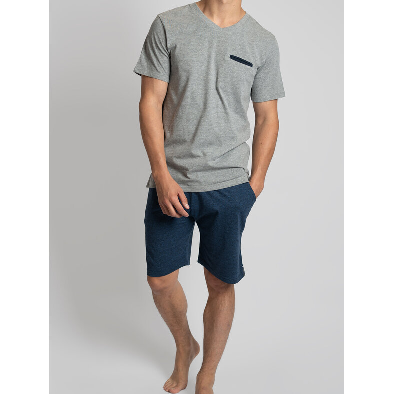 Phil & Co Phil & Co Heren Korte Pyjamabroek Donkerblauw Gemêleerd