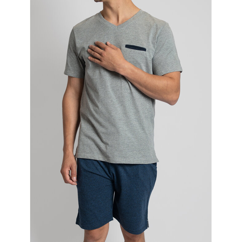 Phil & Co Phil & Co Heren Korte Pyjamabroek Donkerblauw Gemêleerd