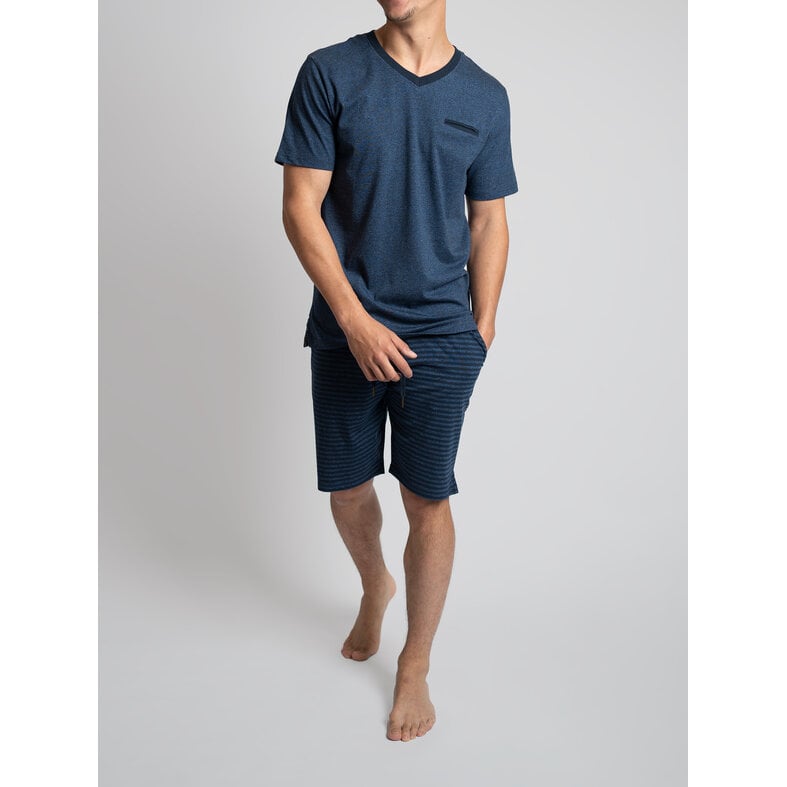 Phil & Co Phil & Co Heren Korte Pyjamabroek Donkerblauw/Blauw Gestreept