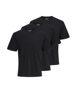Jack & Jones Men's Basic T-Shirt JACJONES Undershirt Round Neck 3-Pack Solid Black