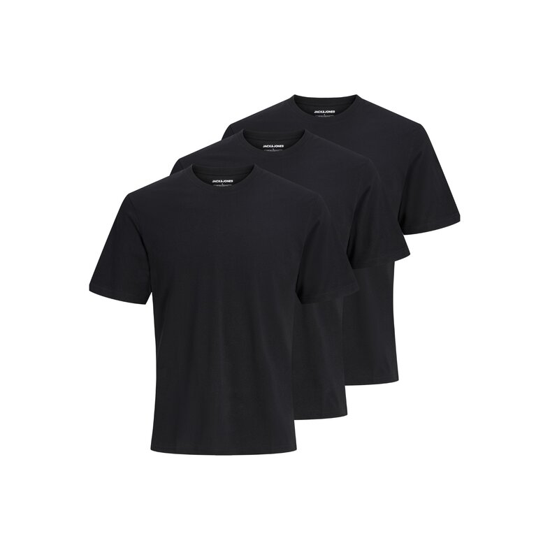 Jack & Jones Jack & Jones Men's Basic T-Shirt JACJONES Undershirt Round Neck 3-Pack Solid Black