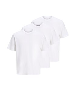 Jack & Jones Men's Basic T-Shirt JACJONES Undershirt Round Neck 3-Pack Solid White