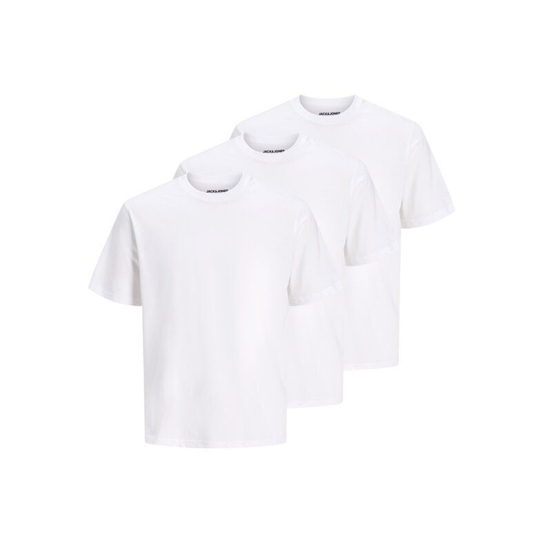 Jack & Jones Jack & Jones Men's Basic T-Shirt JACJONES Undershirt Round Neck 3-Pack Solid White