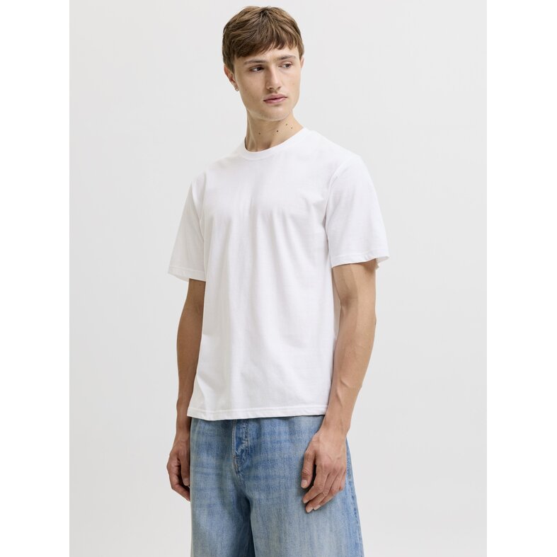 Jack & Jones Jack & Jones Men's Basic T-Shirt JACJONES Undershirt Round Neck 3-Pack Solid White