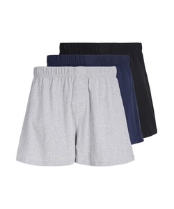 Jack & Jones Men's Loose-Fit Boxer Briefs JACJONES Jersey Stretch 3-Pack Solid Gray/Dark Blue/Black