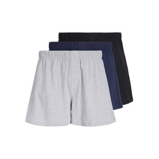 Jack & Jones Heren Wijde Boxershorts JACJONES Jersey Stretch 3-Pack Effen Grijs/Donkerblauw/Zwart