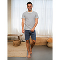 Phil & Co Phil & Co Heren Shortama Korte Pyjama Set Grijs Gestreept