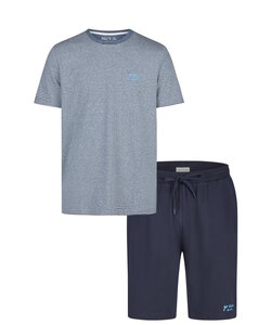 Phil & Co Heren Shortama Korte Pyjama Set Grijs/Donkerblauw Gestreept
