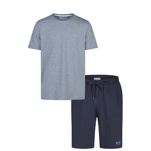 Phil & Co Men's Short Pants Short Pajama Set Gray/Dark Blue Striped