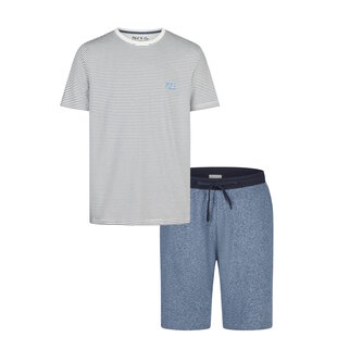 Phil & Co Heren Shortama Korte Pyjama Set Grijs Gestreept