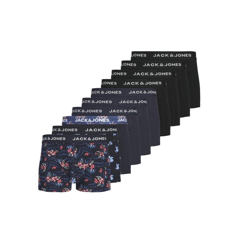 Jack & Jones Jack & Jones Heren Boxershorts Trunks JACLAMINE FLOWER 10-Pack Donkerblauw/Zwart Gebloemd Print