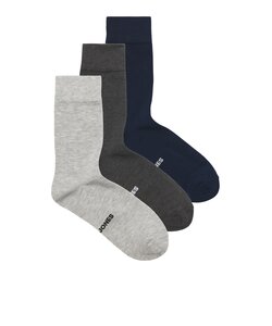 Jack & Jones Heren Sokken JACLOUIS Bamboo 3-Pack Grijs/Donkerblauw