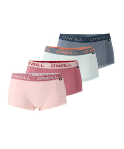 O'Neill Women's Boxer Shorts 4-Pack Solid Pink/Blue/Gray